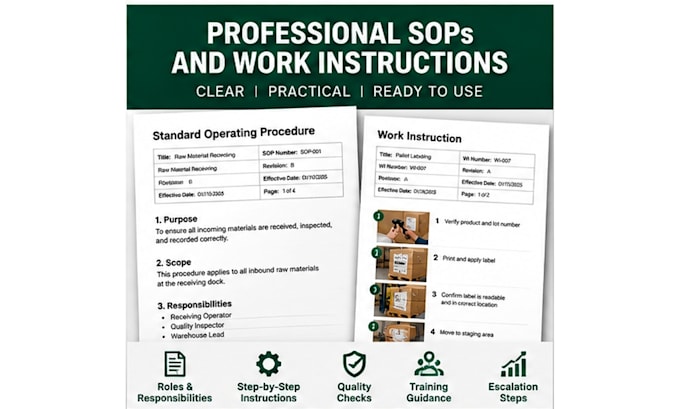 create professional sops and manufacturing work instructions