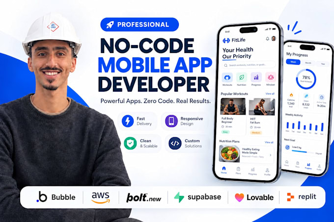 build your no code app bubble mvp, adalo, glide or mvp flutterflow