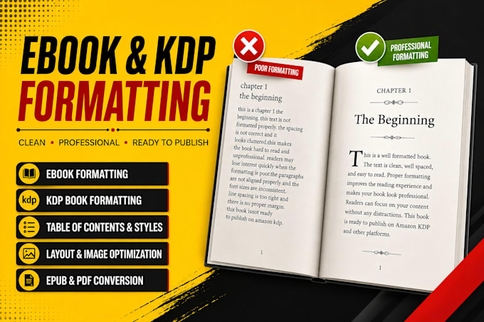 do book formatting KDP book layout ebook conversion kindle publishing paperback