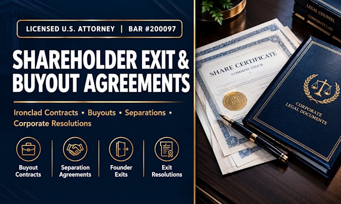 draft a shareholder exit agreement and founder equity transfer