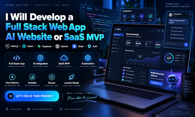 develop a full stack web app ai website or saas mvp