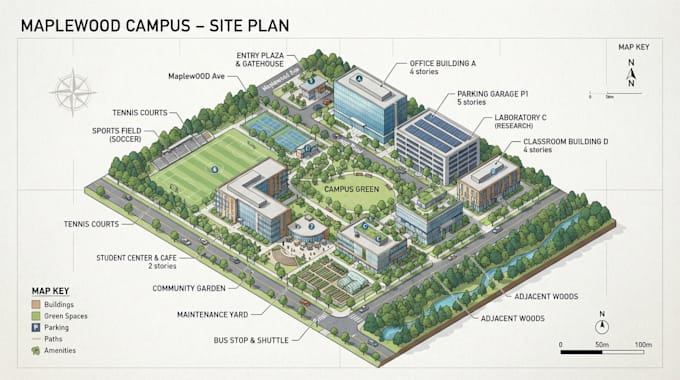 create professional isometric maps and 3d site plans