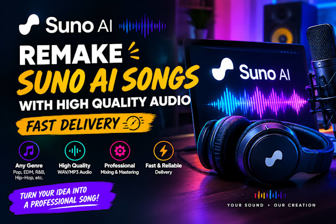 remake suno ai songs with high quality audio fast delivery