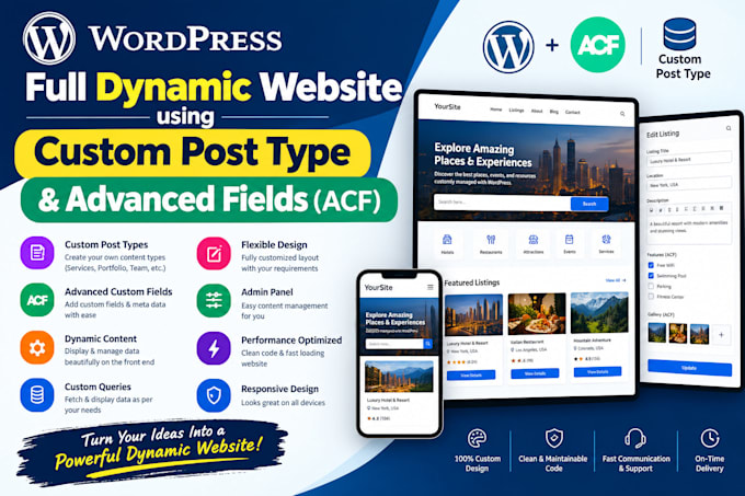 make full dynamic website using custom post type and advanced fields acf