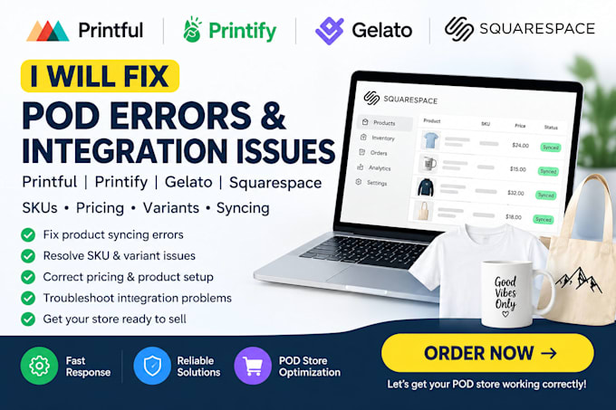 fix printful printify error gelato squarespace pod issues sku pricing variants