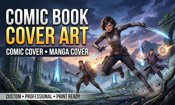 create professional comic book cover, comic cover art and manga cover
