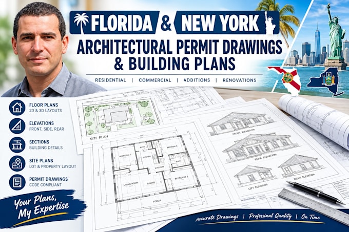 draft florida and new york architectural permit drawings and building plans