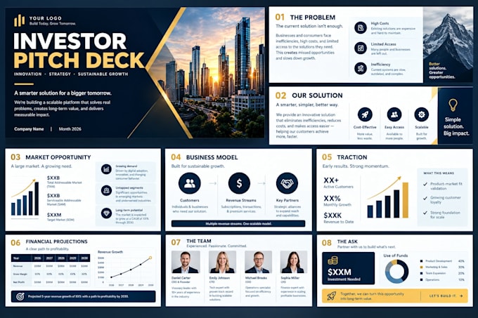 investor pitch deck design power point presentation for your business