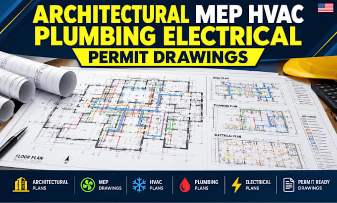 create architectural mep hvac plumbing electrical permit drawings