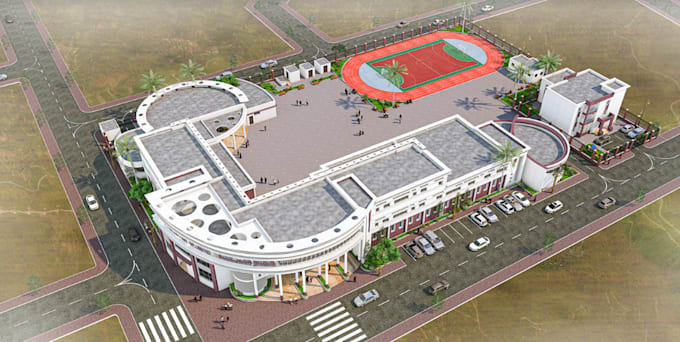 school building permit drawing,3d institutional building render for presentation