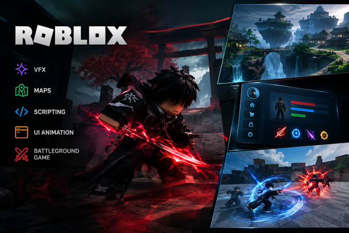 roblox game script, lua scripter, vfx, gui, develop obbies tycoons roleplay rpgs