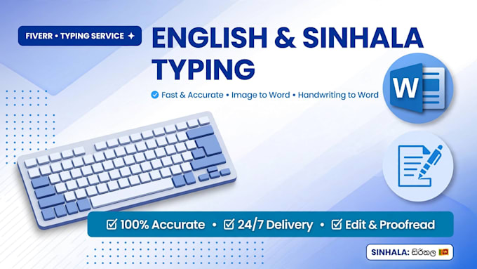 do fast english and sinhala typing data entry in ms word