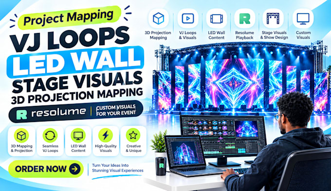 project mapping vj loops led wall stage visuals 3d resolume mapping