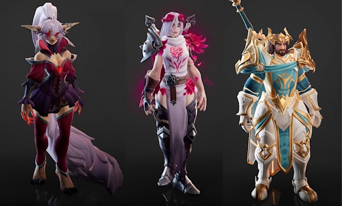 do custom stylized 3d game character model for games animation and 3d modeling