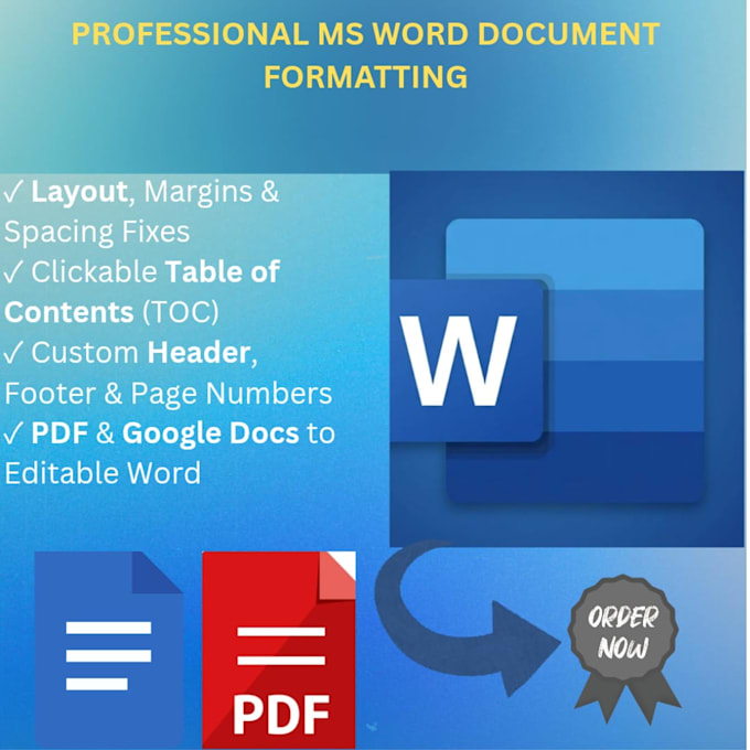 do ms word formatting and document editing professionally