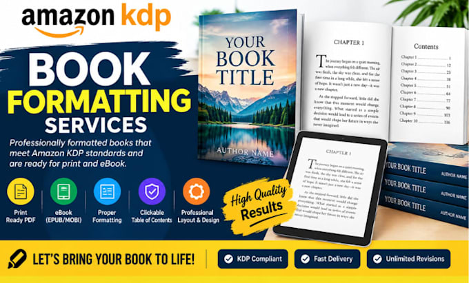 do professional book formatting for amazon KDP, ebook and paper back