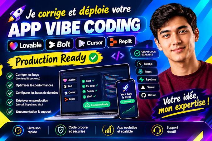 je corrige et déploie votre app vibe coding lovable bolt cursor replit rork v0