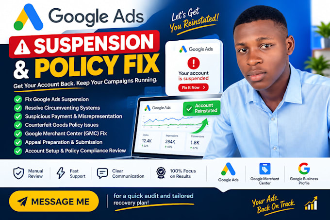 fix google ads suspension circumventing system policy violation appeal