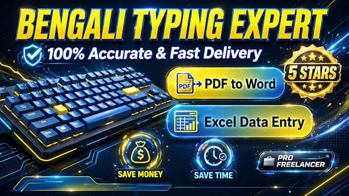 do fast bengali typing and excel data entry work