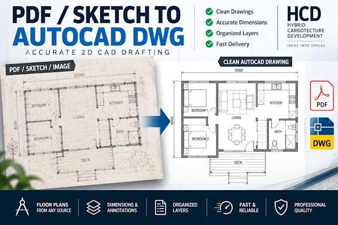 convert PDF sketch or image to autocad dwg drawings
