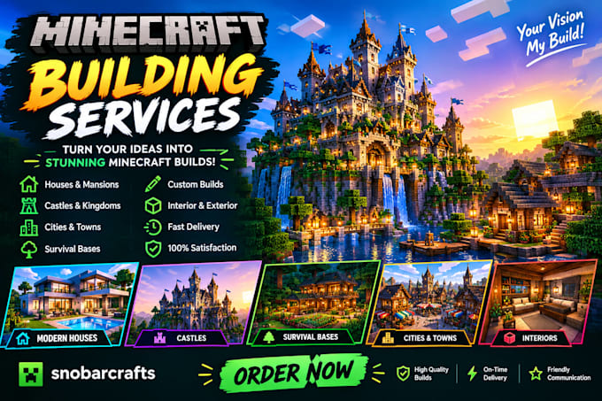 build amazing minecraft builds, houses, maps and structures