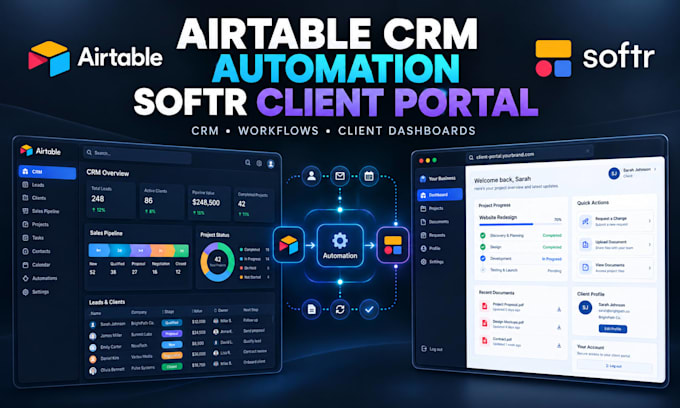 build airtable CRM automation and softr client portal