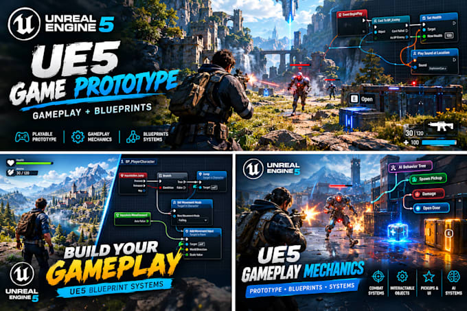 build an unreal engine 5 prototype with gameplay mechanics and blueprints