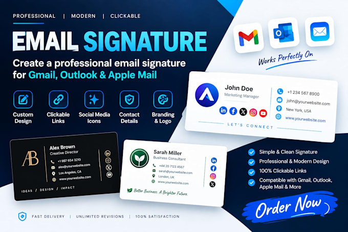 create a clickable email signature for gmail, outlook, apple