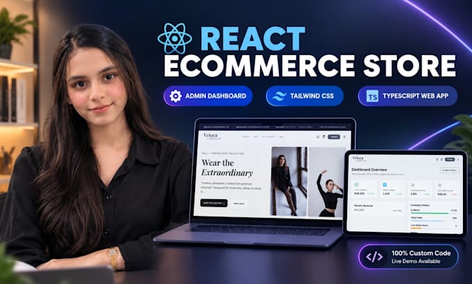 build a custom react e commerce website with tailwind css and admin dashboard