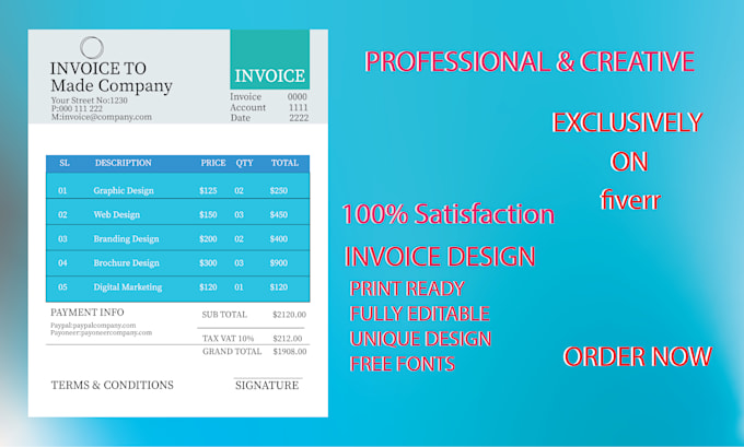 design professional business invoice