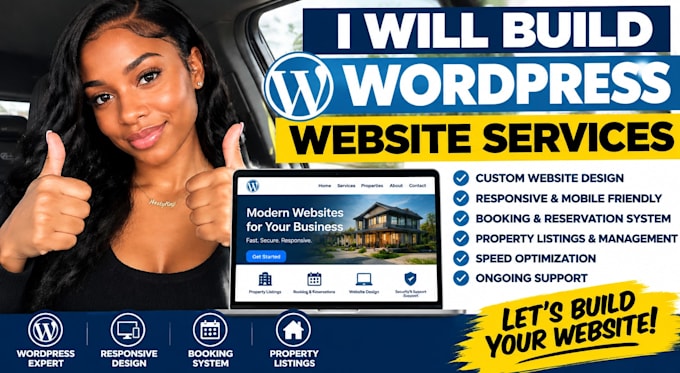 build wordpress website services classes  booking packages property listings