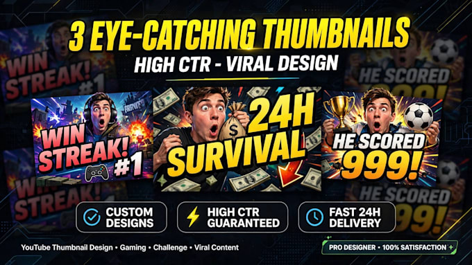design 3 eye catching youtube thumbnails in 2 hours