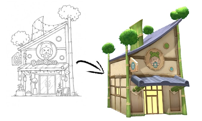 design cozy stylized 3d architecture and environment assets