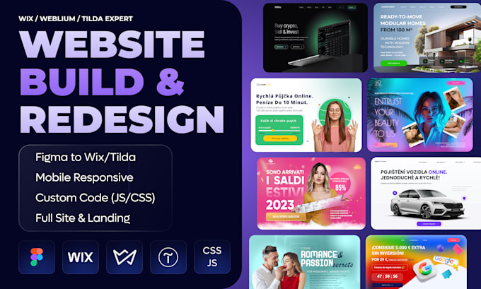 design or redesign website on wix, weblium or tilda