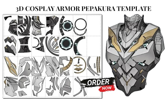create custom 3d cosplay armor pepakura template, weapon and eva foam pattern