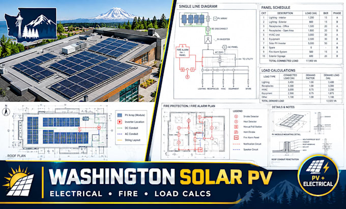 create washington solar pv permit drawings fire protection load calculations