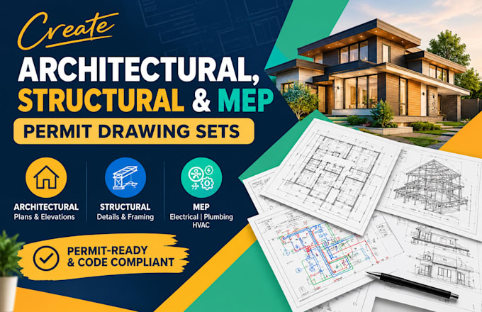 create architectural, structural and mep permit drawing sets