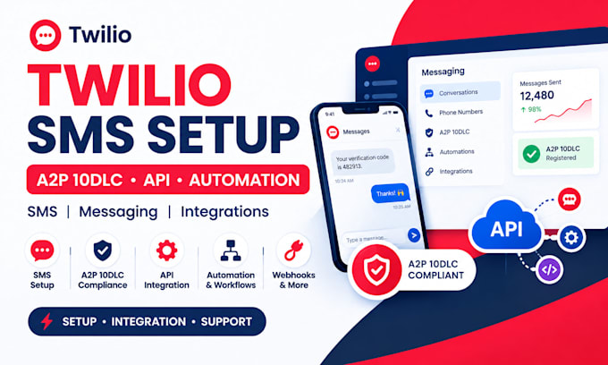 setup twilio SMS a2p 10dlc messaging call forwarding IVR API integration