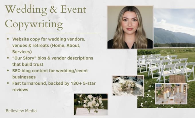 write wedding and event website copy