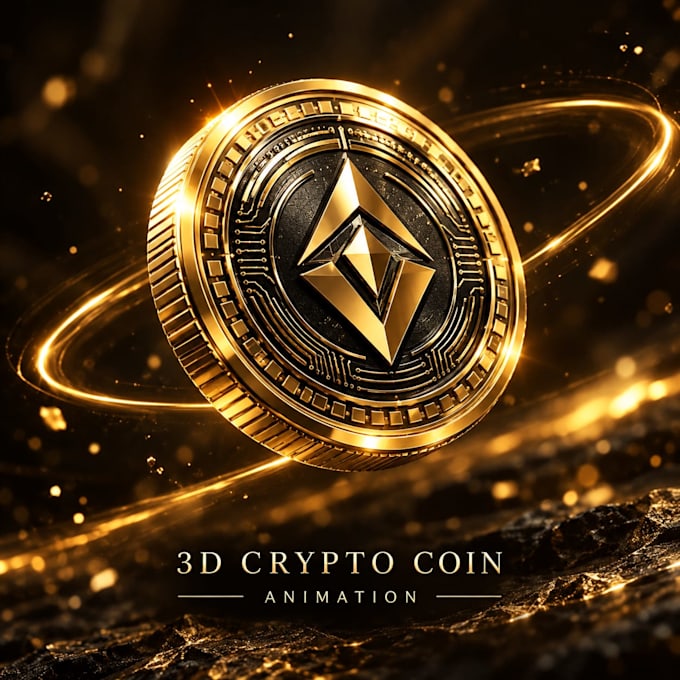 3d crypto coin reveal video animation and loop spinning