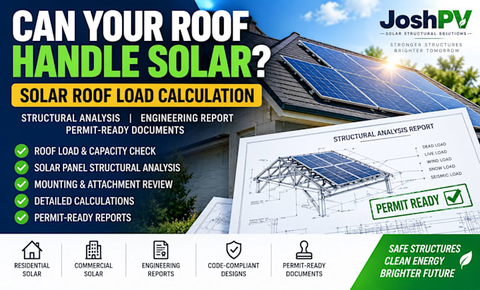calculate solar roof loads and structural analysis for permit
