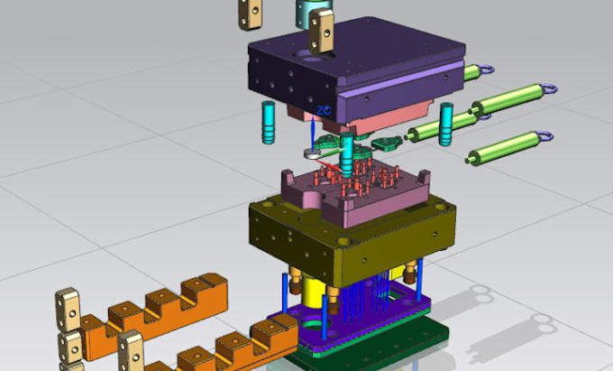 3d mold design for die casting, metal mold, manufacturing and renderings