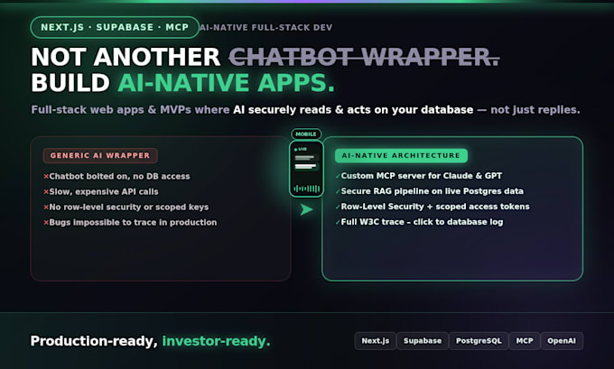 build self hosted ai native full stack webapp with nextjs supabase mcp API agent