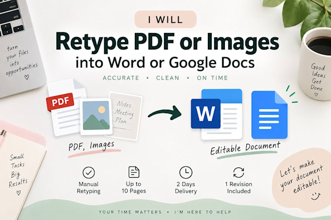 retype PDF or images into word or google docs