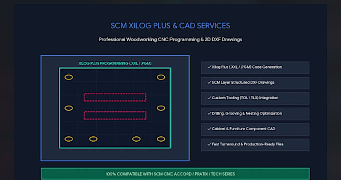 create scm cnc programming and dfx cad drawings xilog plus