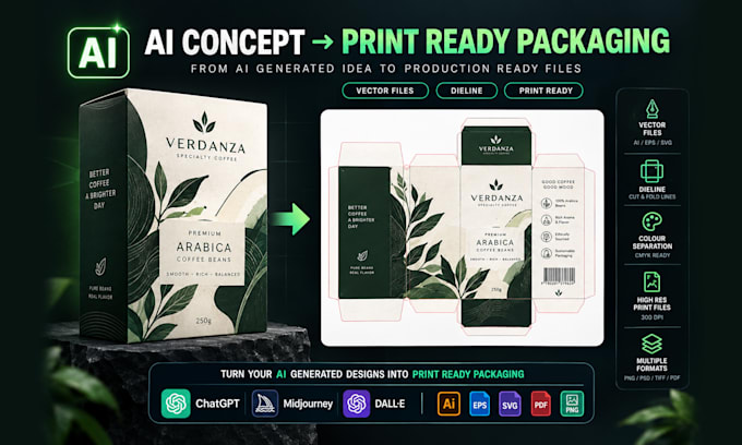 convert ai packaging designs into vector dieline and print ready files