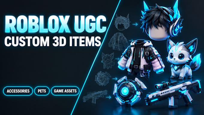 create custom roblox ugc items and 3d game assets, low poly 3d, game props