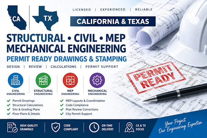 california texas structural civil mep engineer mechanical engineering permit