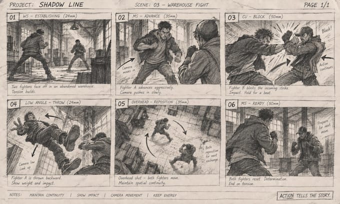 create dynamic action storyboards for your film