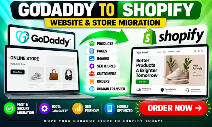 migrate godaddy online store to shopify ecommerce website store migration